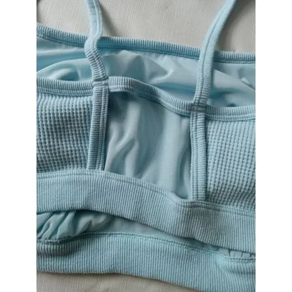 Auden Light Blue Waffle Knit Unlined Plus Size Bralette Women's 3X 46DD 48DD - Picture 8 of 10